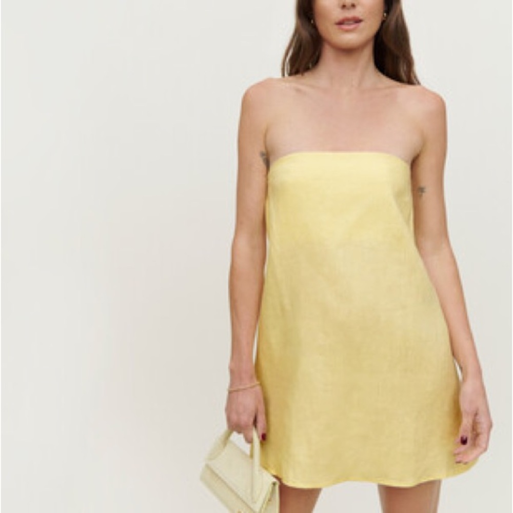 Reformation Yellow Linen Stella Dress